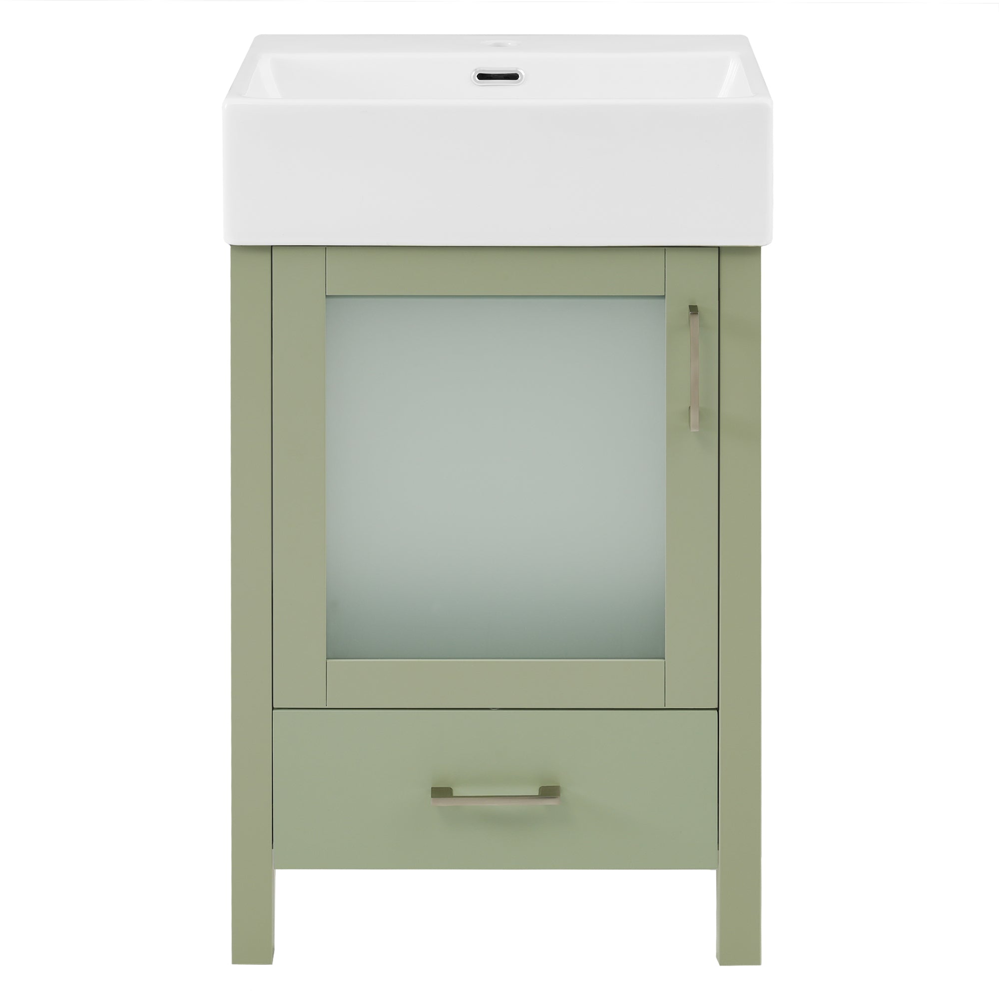 VanityFus 20.28-in Single Sink Combo Bathroom Vanity Green With White Ceramic Top 1 Soft-Close Doors 1 drawer